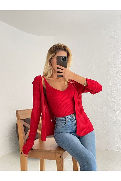 SHUGAA mercerized Women's Blouse and Cardigan Set