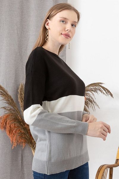 citystyle Pulover de damă cu gât barcă negru blocat