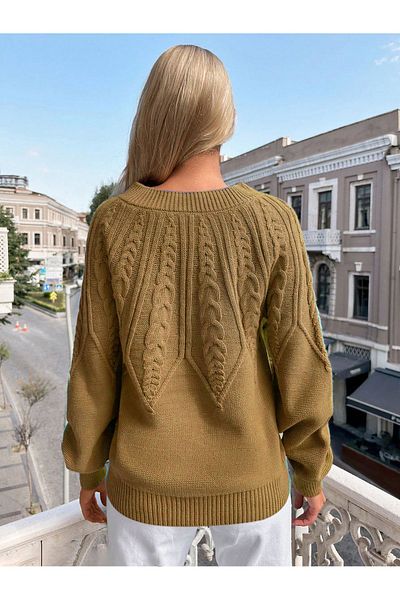 citystyle Италиански плетен пуловер с кръгло деколте с коса
