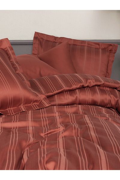 Cotton Box Smart Bamboo Satin - طقم غطاء لحاف مزدوج، بلاط مخطط