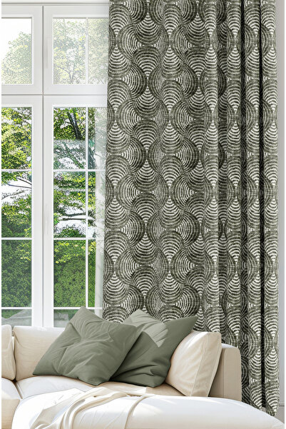 CANİLA Dijital Baskılı Fon Perde Tek Kanat 140 X 270 Cm Kenar Katlamalı Dikişli