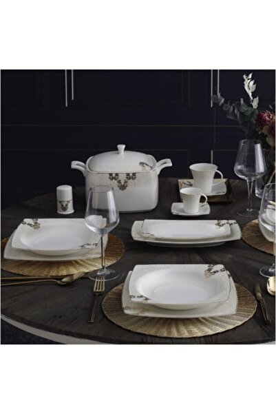 Güral Porselen Carolıne 85 Parça Kare Bone Yemek Takımı - 5629