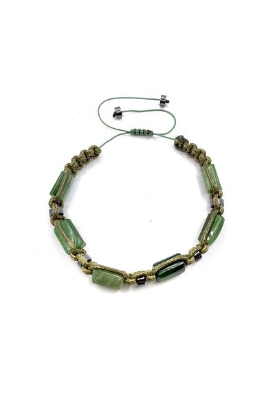 OSMANLI DOĞAL TAŞ Genuine Jade Hematite - String Bracelet (Cornered Macrame Model) Certified Natural Stone