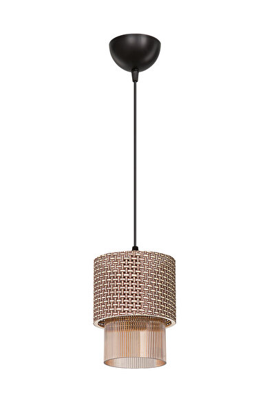 manogrup avize aydınlatma Dalya Tekli Avize Siyah Hasır Bal Optik Camlı