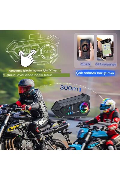 KLASİST Intercom Bağlantılı Su Geçirmez Motosiklet Kask Bluetooth 5.3 300m Intercoom 2.000mah Uyumlu