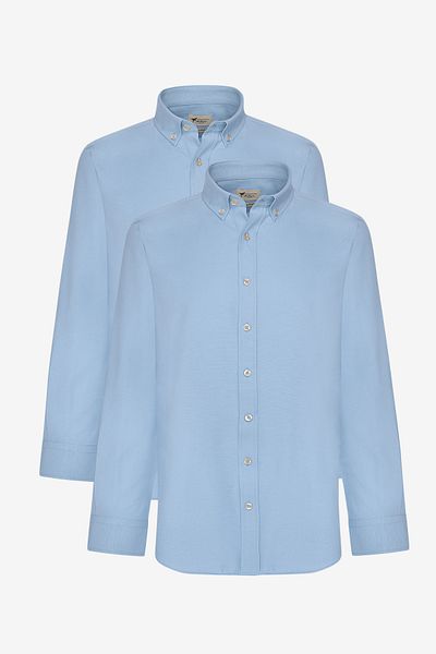 AC&Co / Altınyıldız Classics Men's BlueSlimFitOxfordShirt Pack - 2-piece Easy to Iron