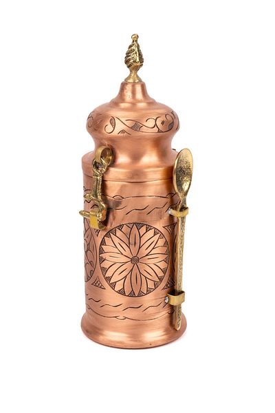 Zinnun Copper Coffee Box Hand Carved