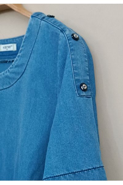 MAXLEVEL MODA Τζιν φόρεμα με κουμπιά σε μεγάλο μέγεθος