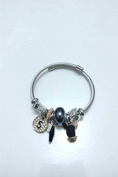 SherDesing Cactus Black Baby Model Charm Steel Bracelet