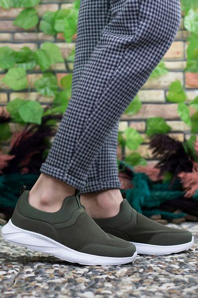 Riccon Pánské khaki bílé tenisky 0012102