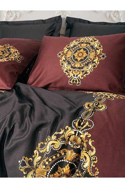 Cotton Box Palace Satin - Σετ Παπλωματοθήκη Διπλό Ebren, Anthracite