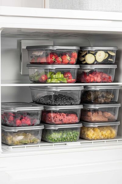 Stile Cucina طقم ديب فريزر وثلاجة 12 قطعة أنثراسيت 1800 مل مانع للتسرب