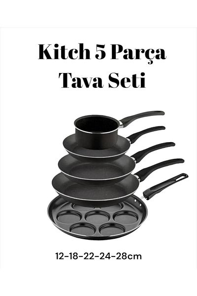 Bayev Kitch 5 Piece Kitchen Pan Set - 3 Sizes Pancakes Sauce, Roast Omelets and Dowry Pan