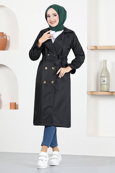 ModaMerve Black Belted Cap - TGE2170 Model