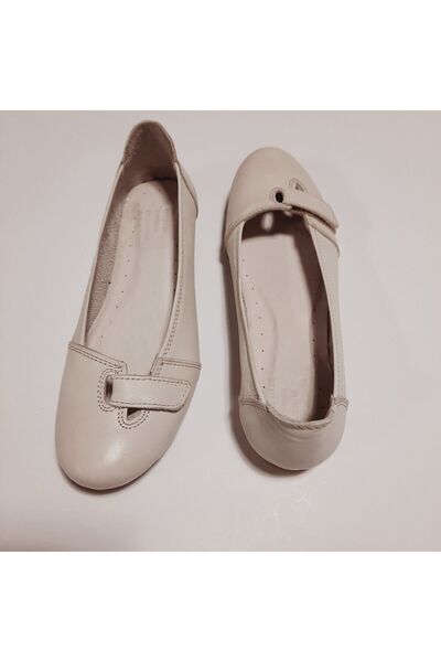 KAPAR Μπεζ χρώμα 100% γνήσιο δέρμα Velcro Daily Ballerinas