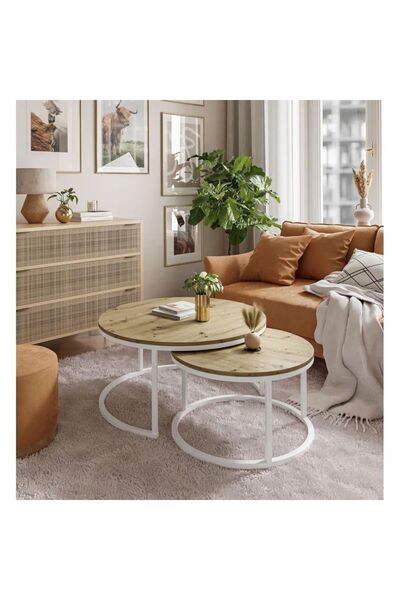 EDMONDA EV AKSESUAR BELİS BEYAZ İKİLİ ORTA SEHPA