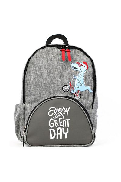 kids A more Byc Dino Leather Detailed Boys' Backpack Gray