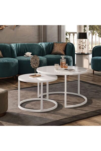 EDMONDA EV AKSESUAR BELİS BEYAZ İKİLİ ORTA SEHPA