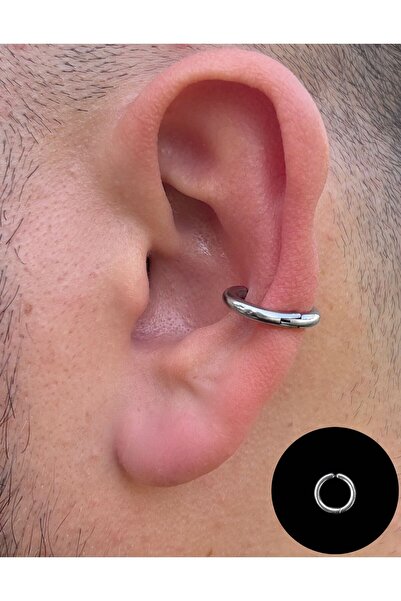 Piercing Market Steel & Silver Deliksiz Sıkıştırma Unisex Fake Dudak Burun Kulak Kıkırdak Septum 316l Cerrahi Çelik Ear Cuff Küpe
