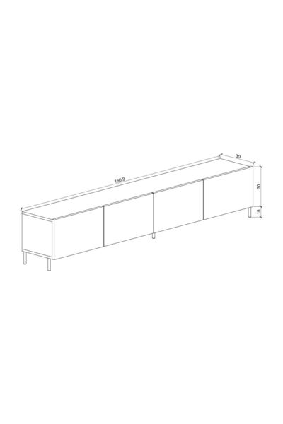 subahome Minimalist 160 cm Demir Ayaklı Beyaz Tv Ünitesi - İdeal Ebatlarla Modern Tasarım