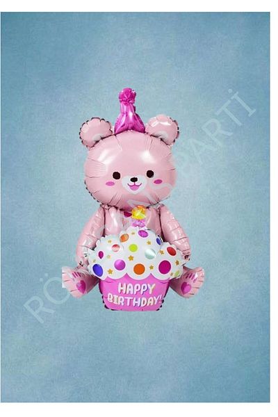 PARTY STORE Sitting Bear Pink Foil Balloon