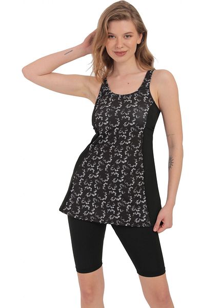 Argisa Plus Size Black and White Patterned Tights 5534 Tankini Shorts