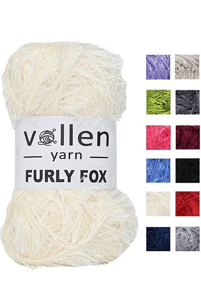 vollen yarn Ζακέτα Furly Fox Knitting Yarn - Σκούρο, Βελούδινο και Στάχτη, Κουβέρτα και Στρώμα, Κρέμα
