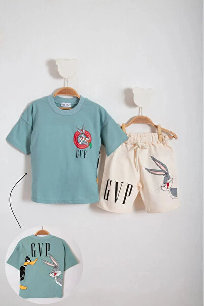 nudesse Summer Double Set Printed Oversized K Children's Top Set