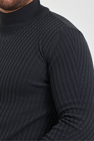 Tarz Cool Ανδρικό πλεκτό πουλόβερ με σχέδια από βαμβάκι - μισό ζιβάγκο, τυπική εφαρμογή