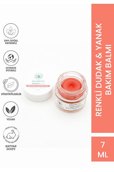 The Miadrops Peach Glow Colored Lip & Cheek Care Balm - Cream Lipstick Blush Shadow 7ml