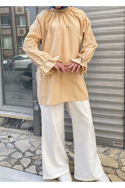 meqlife Shirred Ankles Shirt Tunic