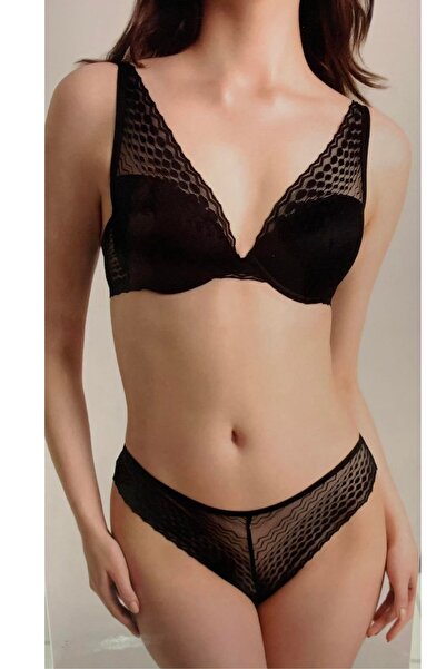 Eros Pijama Eros мереживна деталізована порожня чашка бюстгальтер трусики комплект V9