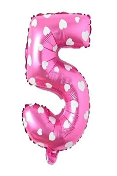 BEST PARTİ DOĞUM GÜNÜ PARTİ SÜSLERİ بالون فويل بالأرقام الوردية - 36 سم، العمر 5