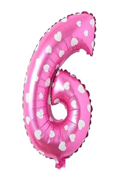 BAL10 DÜNYASI بالون فويل منقط بأرقام وردية - 36 سم، العمر 6