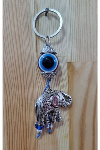 erdoğan hobi Elephant Keychain Charm Elephant Figured Ornament Car Ornament Bag Ornament Evil Eye Beaded Gift Keychain