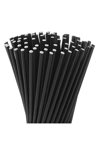 Alabata Black Paper Straws - 6*197mm, 100Pcs