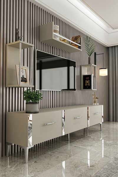 Givayo Mobilya Laura Tv Ünitesi Kum Beji Gümüş