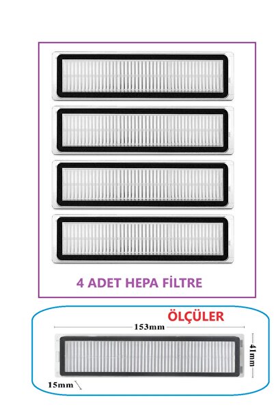 LİN GRUP Dreame D9 Max D10S Pro - 4 Συμβατά φίλτρα HEPA