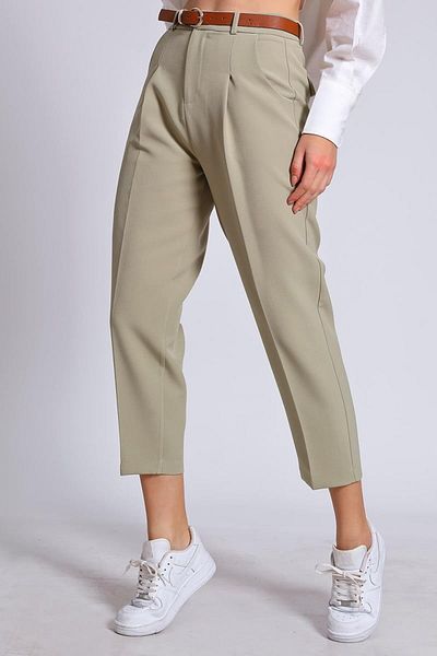 lady special Women's Carrot Trousers - Belt Detailed