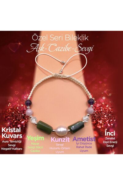 OSMANLI DOĞAL TAŞ Özel Tasarım Kadın Bilekliği Cazibe-sevgi-aşk İnci-Kristal ...