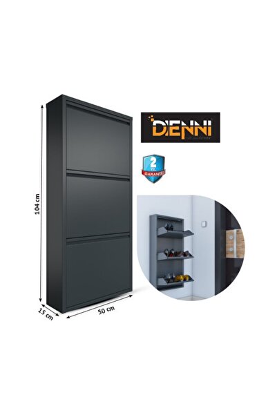 Dienni 3 Kapaklı Metal Ayakkabı Dolabı