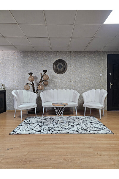 SEVİNÇ MOBİLYA Beyaz Ayaklı Papatya Çay Seti - Çay Seti - Papatya Çay Seti - ...