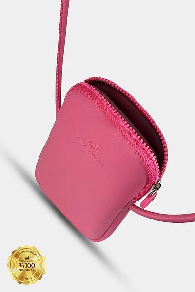 Frank Martin Pink Venice Original Phone Holder Shoulder Bag - Cross Adjustable Strap and Zipper Detail