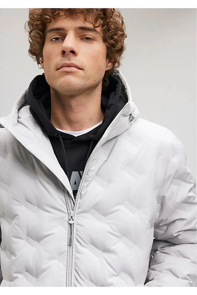 Mavi Gray Quilted Hooded Coat - Blue
