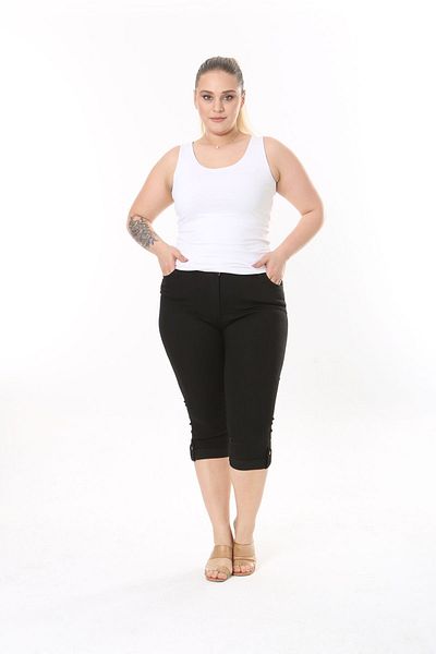 EYLÜL BUTİK Women's Large Size Double Leg Capri