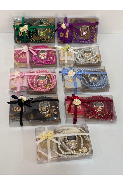 çeyizlik setim 10 Adet Karışık Renk Zikirmatik Tesbih Mini Kuran Seti