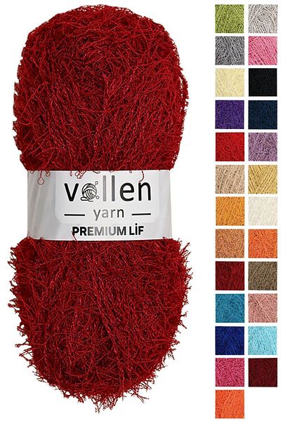 vollen yarn Premium Red Hard Bath Loofah Rope - Fringed and Hand Knitted Detail