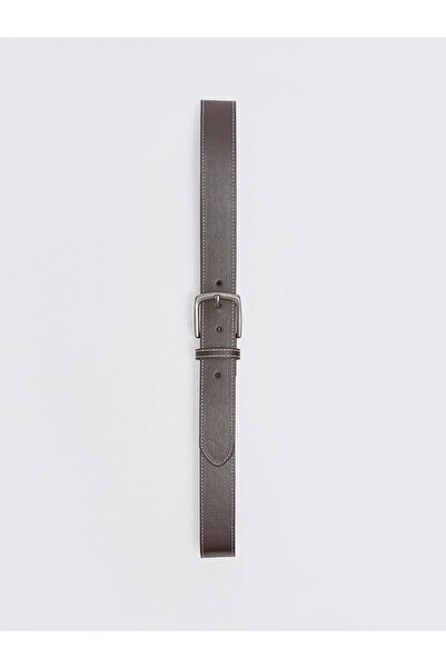 LC Waikiki LCW ACCESSORIES - Ανδρική Καφέ Δερμάτινη Ζώνη με Διακοσμητική Ραφή