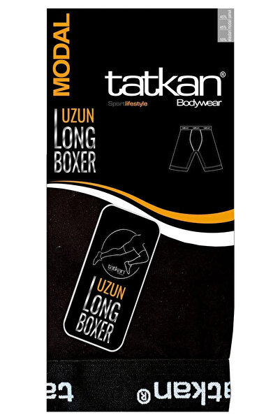 MYS GRUP TEKSTİL Ανδρικό μαύρο Navy Blue Smoked Modal Combed Cotton Boxer Short - Ποικιλία 6 τεμαχίων (LONG) / TATKAN