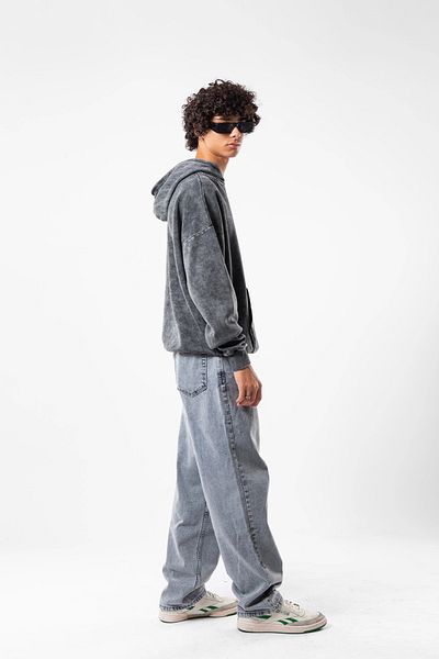 Sekizbiraltı Πλυμένο Μαύρο Basic Oversize Unisex Hoodie